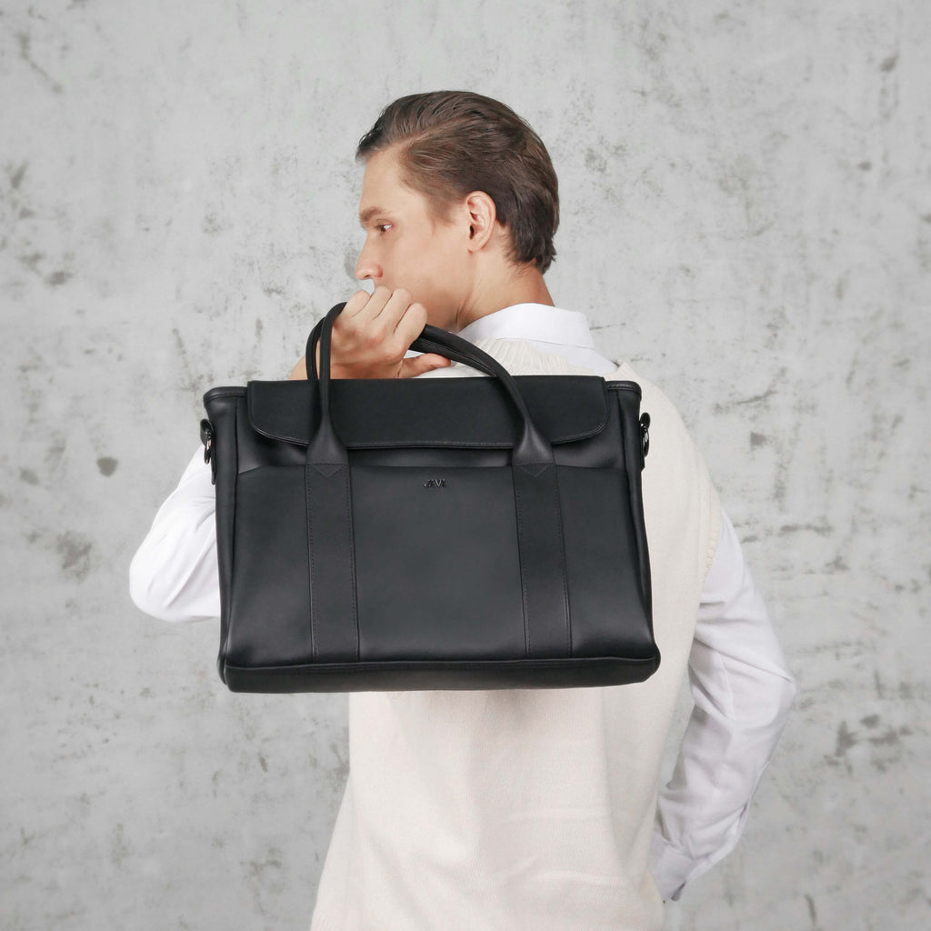Minimalist black briefcase for business professionals